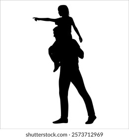 Father and Daughter Silhouette vector illustration