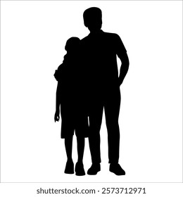 Father and Daughter Silhouette vector illustration