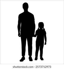 Father and Daughter Silhouette vector illustration