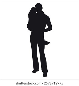 Father and Daughter Silhouette vector illustration