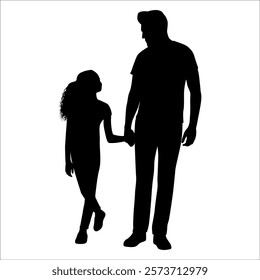 Father and Daughter Silhouette vector illustration