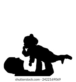 Father and daughter silhouette vector, suitable for various designs related to family, relationship, happiness, childhood, fathers day,  togetherness, parenthood, childhood memory or holiday themes.