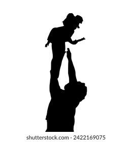 Father and daughter silhouette vector, suitable for various designs related to family, relationship, happiness, childhood, fathers day,  togetherness, parenthood, childhood memory or holiday themes.