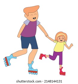 Father and Daughter Skating Together