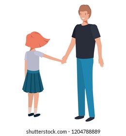 father and daughter smiling avatar character