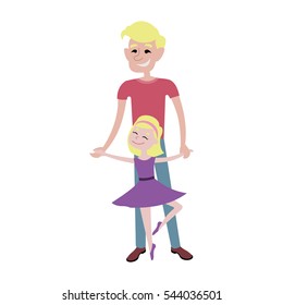 Father and daughter together character vector.