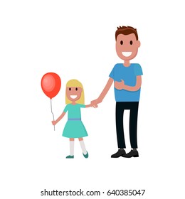Father and daughter together character vector
