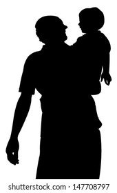 father and daughter together, silhouette vector 