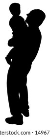 father and daughter together, silhouette vector 