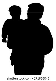 father and daughter together, silhouette vector 