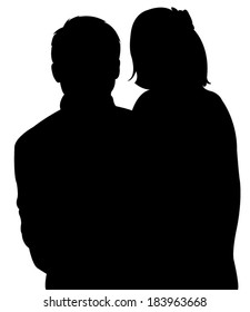 father and daughter together, silhouette vector 