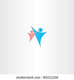 father and daughter vector icon logo element design protection