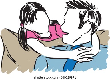 father and daughter vector illustration