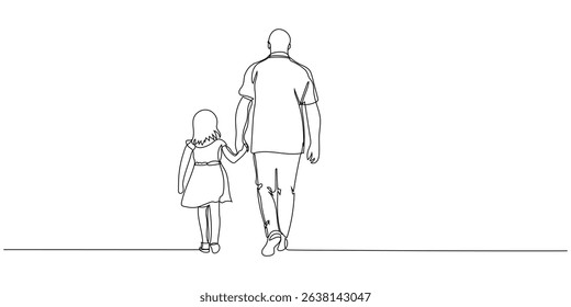 Father and daughter walking hand in hand on a sunny day with a sense of love and connection