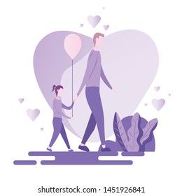 Father and Daughter walking in the playground