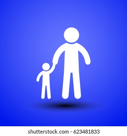 father and daughter walking, silhouette vector