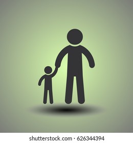 father and daughter walking, silhouette vector