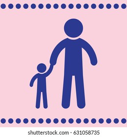 father and daughter walking, silhouette vector