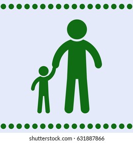 father and daughter walking, silhouette vector
