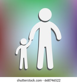 father and daughter walking, silhouette vector