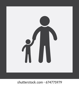 father and daughter walking, silhouette vector