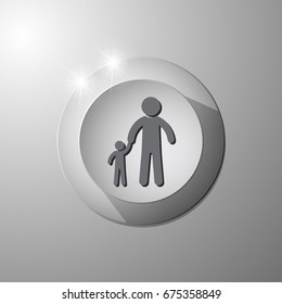 father and daughter walking, silhouette vector