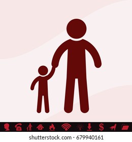 father and daughter walking, silhouette vector