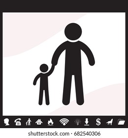 father and daughter walking, silhouette vector