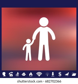 father and daughter walking, silhouette vector