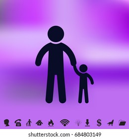 father and daughter walking, silhouette vector