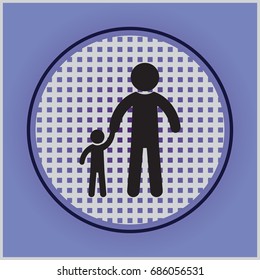 father and daughter walking, silhouette vector