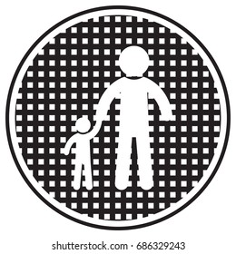 father and daughter walking, silhouette vector