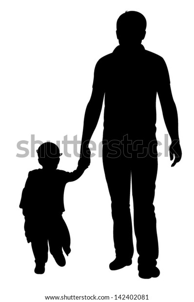 Father Daughter Walking Silhouette Vector Stock Vector (Royalty Free ...
