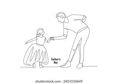 Father and daughter will dance. Fathers day concept one-line drawing