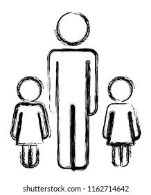 father with daughters figures silhouettes