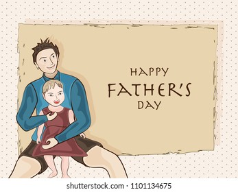 Father and dauther duo, Happy Father's Day celebration greeting card design.