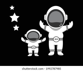 father day astronaut and son between star astronaut