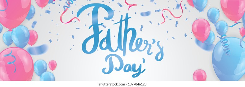 father day background holiday background with colorful shining and serpentine balloons vector illustration