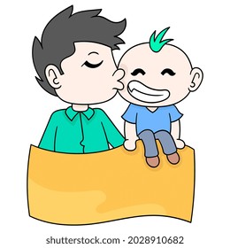 father day banner template with children love each other, vector illustration art. doodle icon image kawaii.