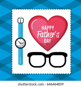 father day card with glasses and watch decoration