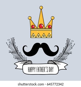 father day card with mustache and ribbon design