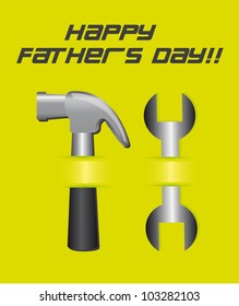 father day card with tool over green background. vector
