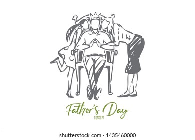 Father day concept sketch. Isolated vector illustration