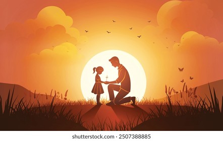 Father day a father and daughter share a tender moment, symbolizing love and the nurturing of new beginnings.content was created using vector drawing tools and software, not generated by AI
