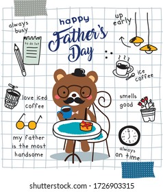 Father Day doodle illustration vector set