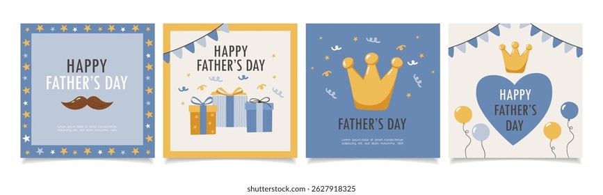 Father day elements collection. Design for posters, banner, greeting cards, stickers