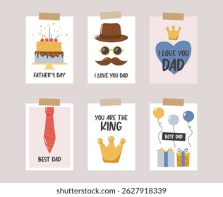 Father day elements collection. Design for posters, banner, greeting cards, stickers