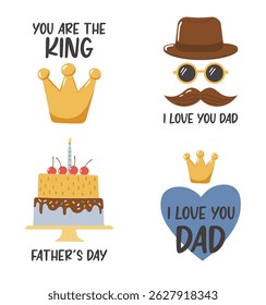 Father day elements collection. Design for posters, banner, greeting cards, stickers