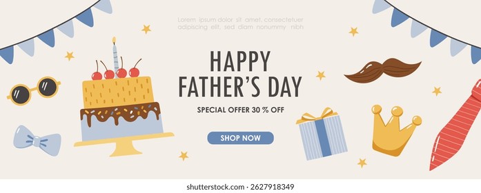 Father day elements collection. Design for posters, banner, greeting cards, stickers