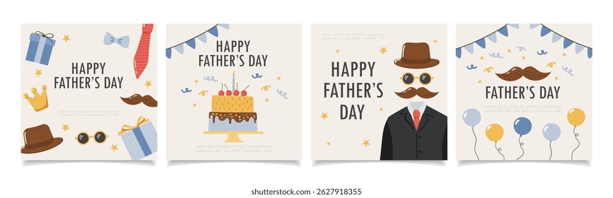 Father day elements collection. Design for posters, banner, greeting cards, stickers